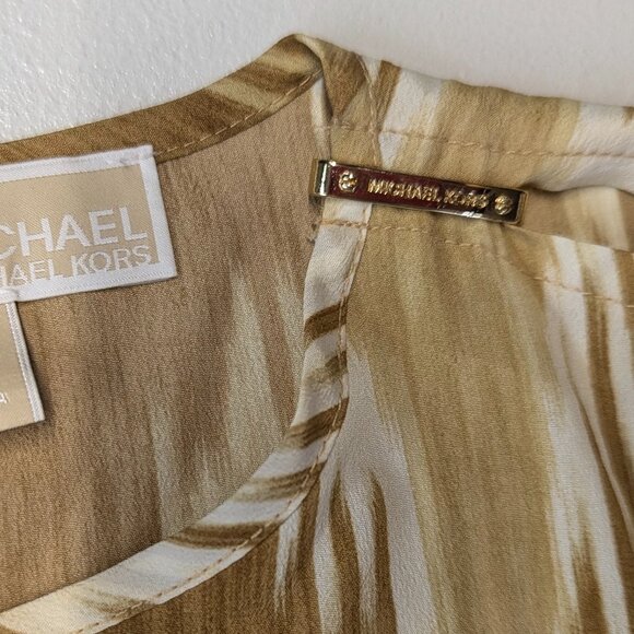 Michael by Michael Kors Gold Patterned Cold Shoulder Blouse Size Small - Picture 14 of 14